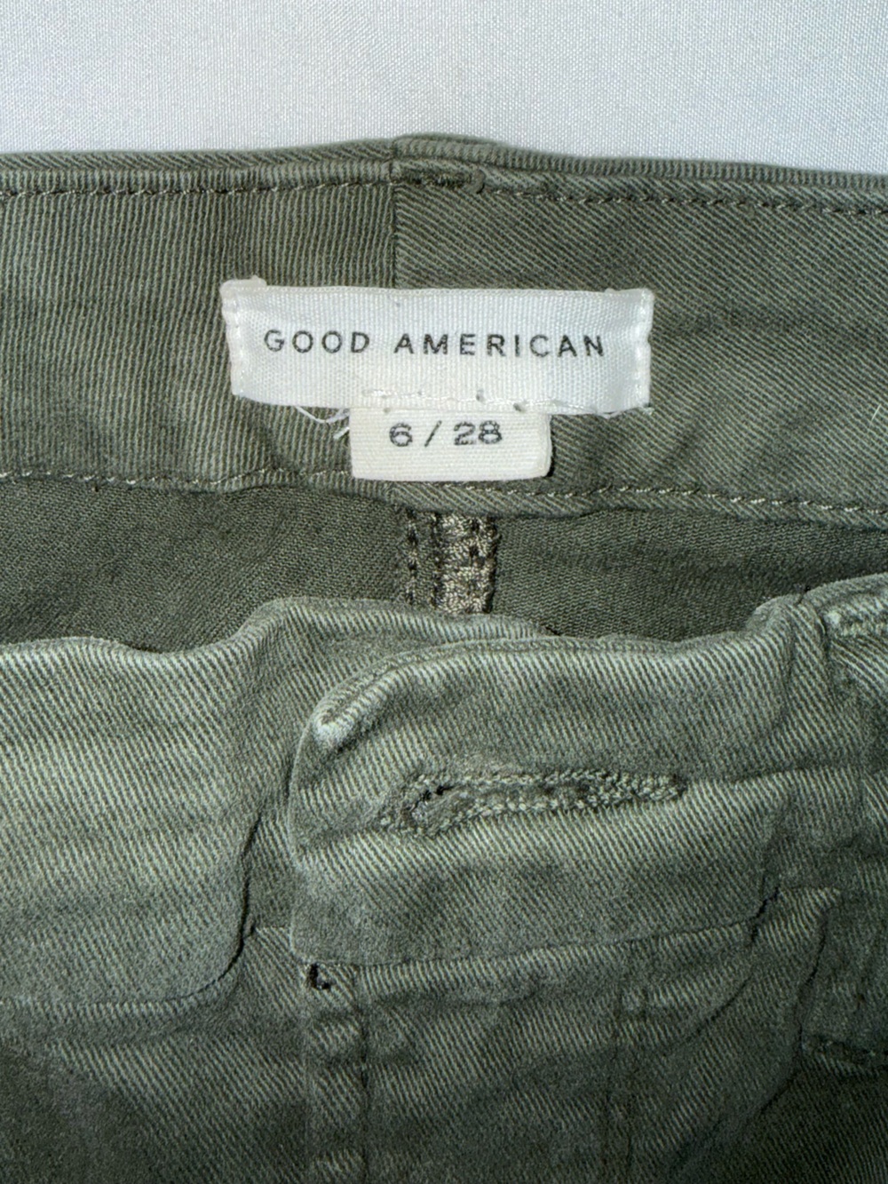 Good American Olive Green Straight Leg Pants
